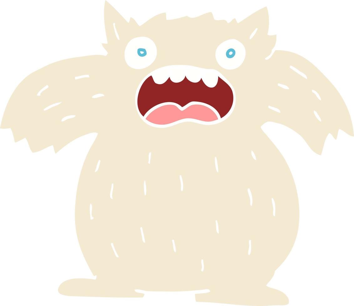 vlak kleur illustratie tekenfilm yeti monster vector