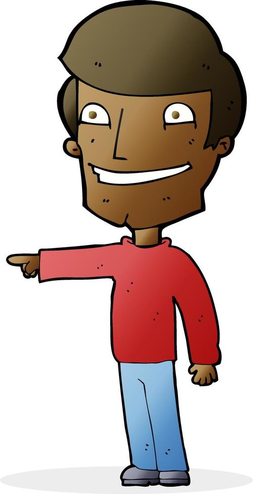 cartoon gelukkig man wijzend vector