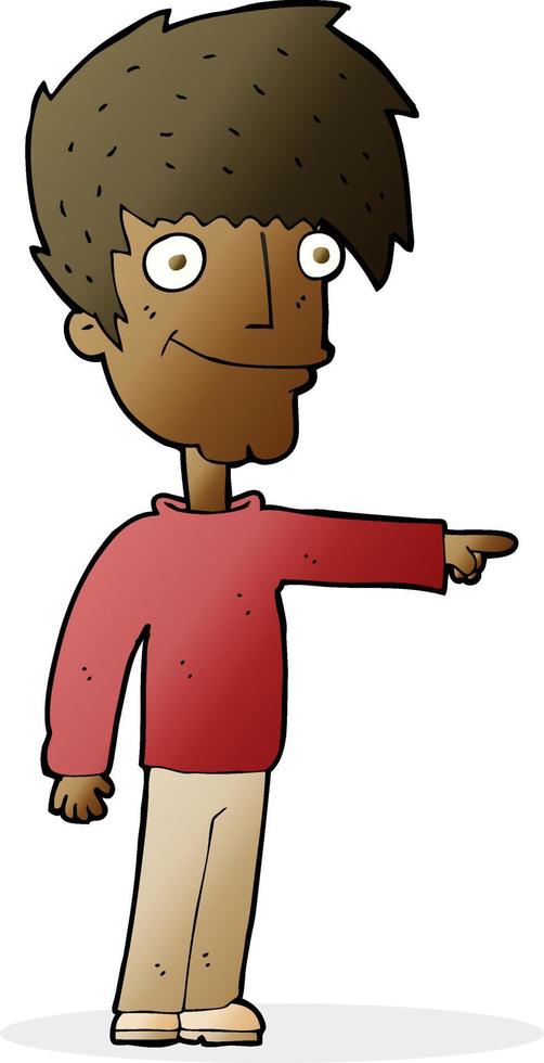 cartoon gelukkig man wijzend vector