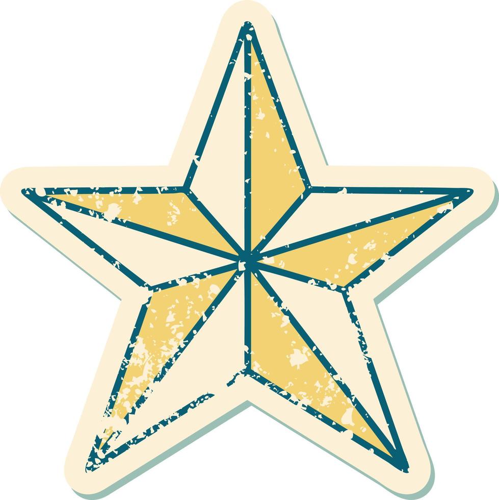 iconisch verontrust sticker tatoeëren stijl beeld van een ster vector