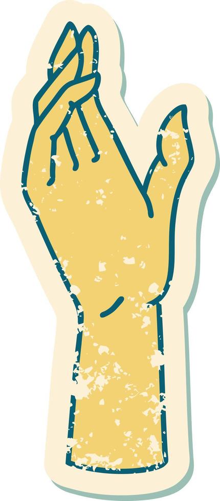 iconisch verontrust sticker tatoeëren stijl beeld van een hand- vector