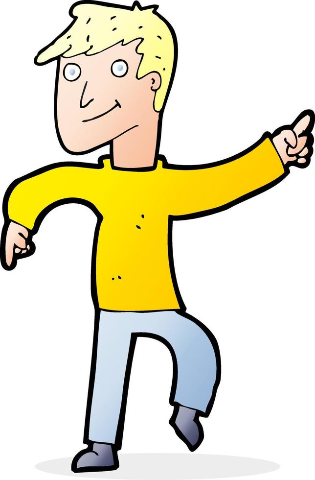 cartoon gelukkig man wijzend vector