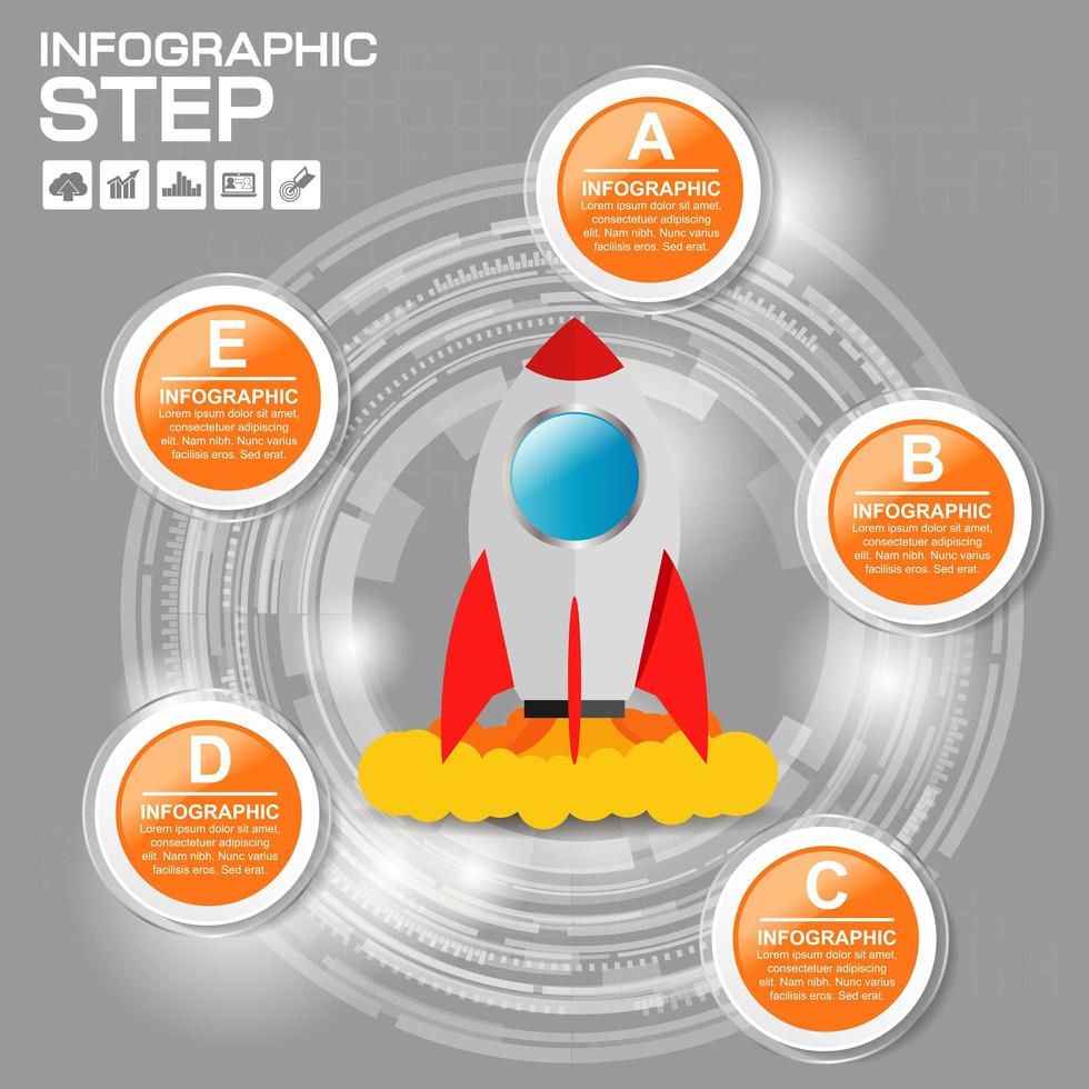 circulaire infographic met raketlancering vector