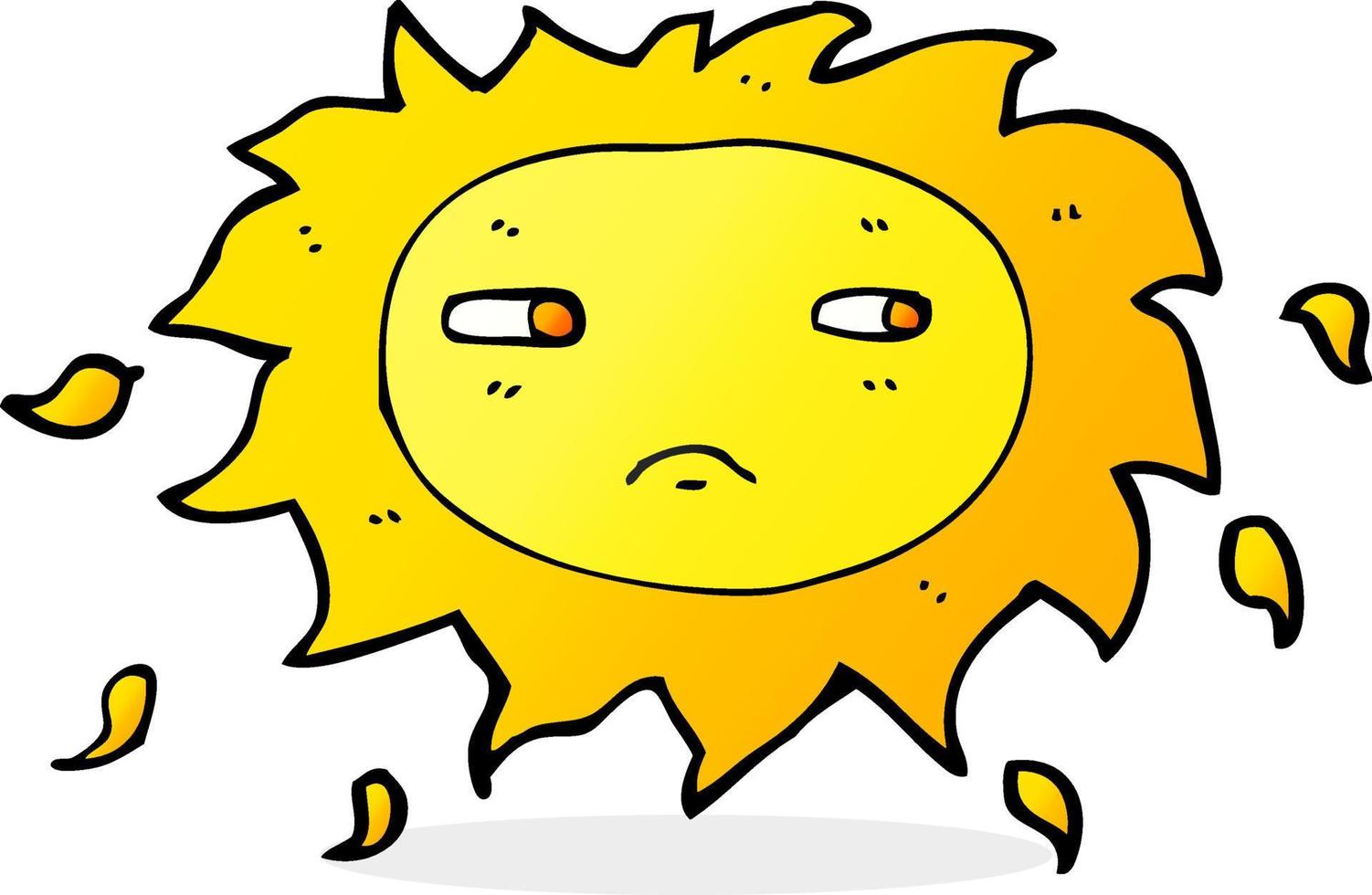 tekenfilm verdrietig zon vector