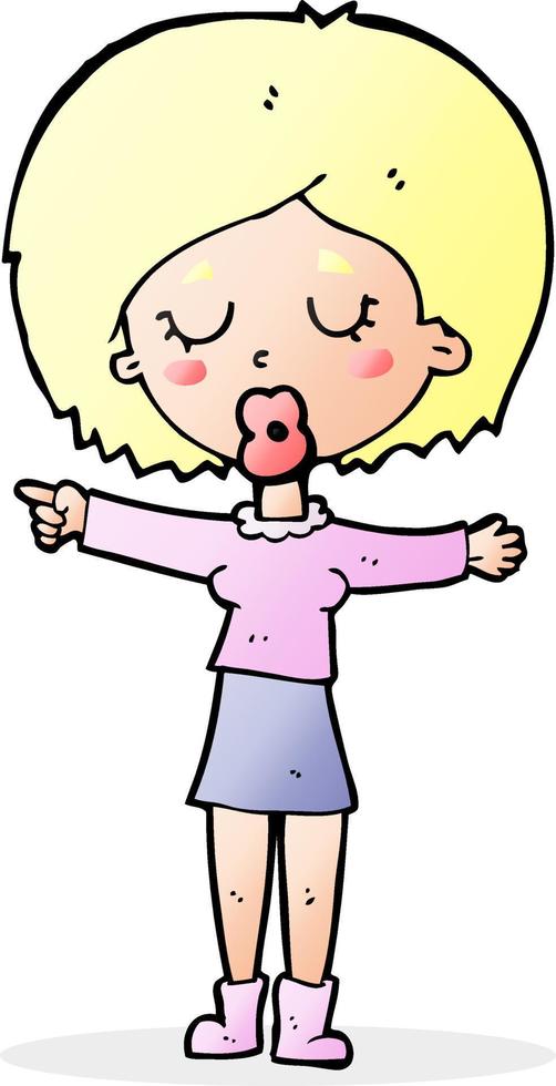 cartoon wijzende vrouw vector