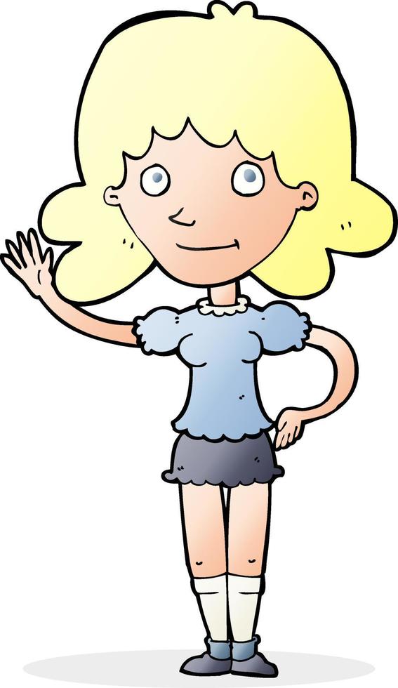 cartoon vrouw zwaaien vector