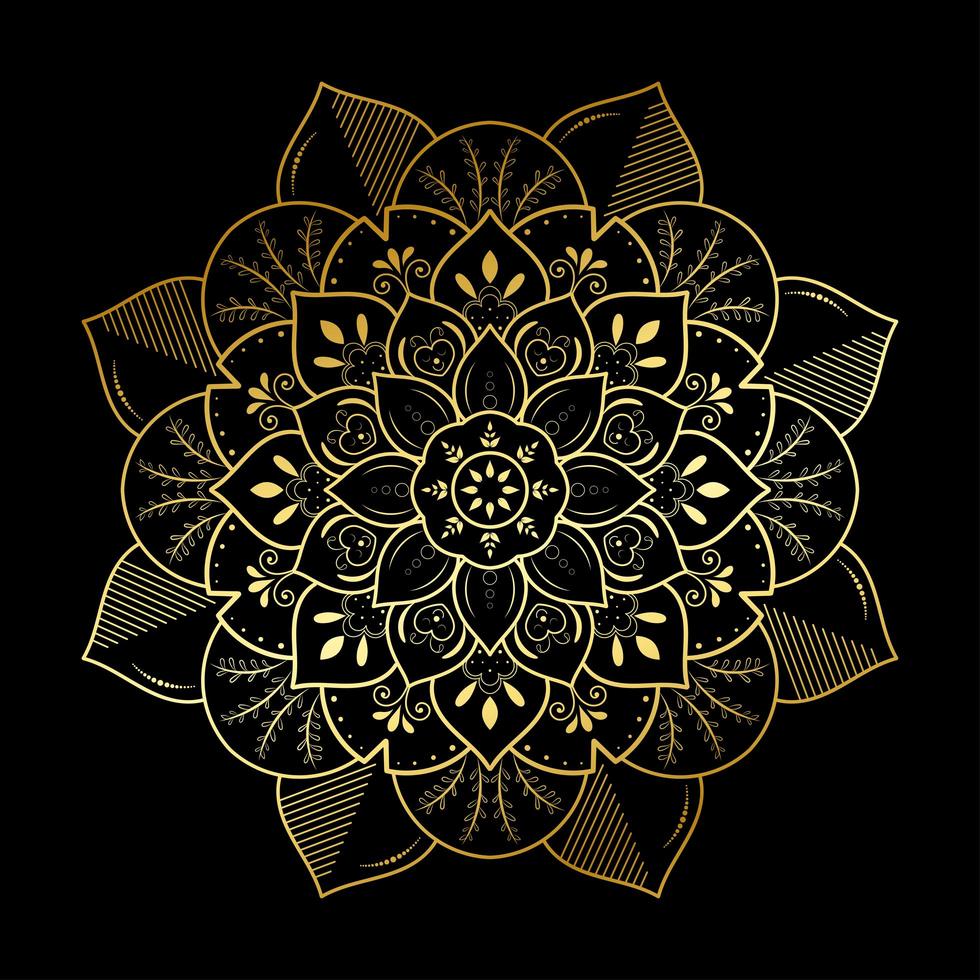 gouden gestreepte bladbloem mandala vector