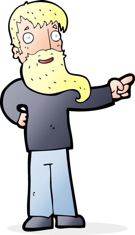 cartoon man met baard wijzend vector