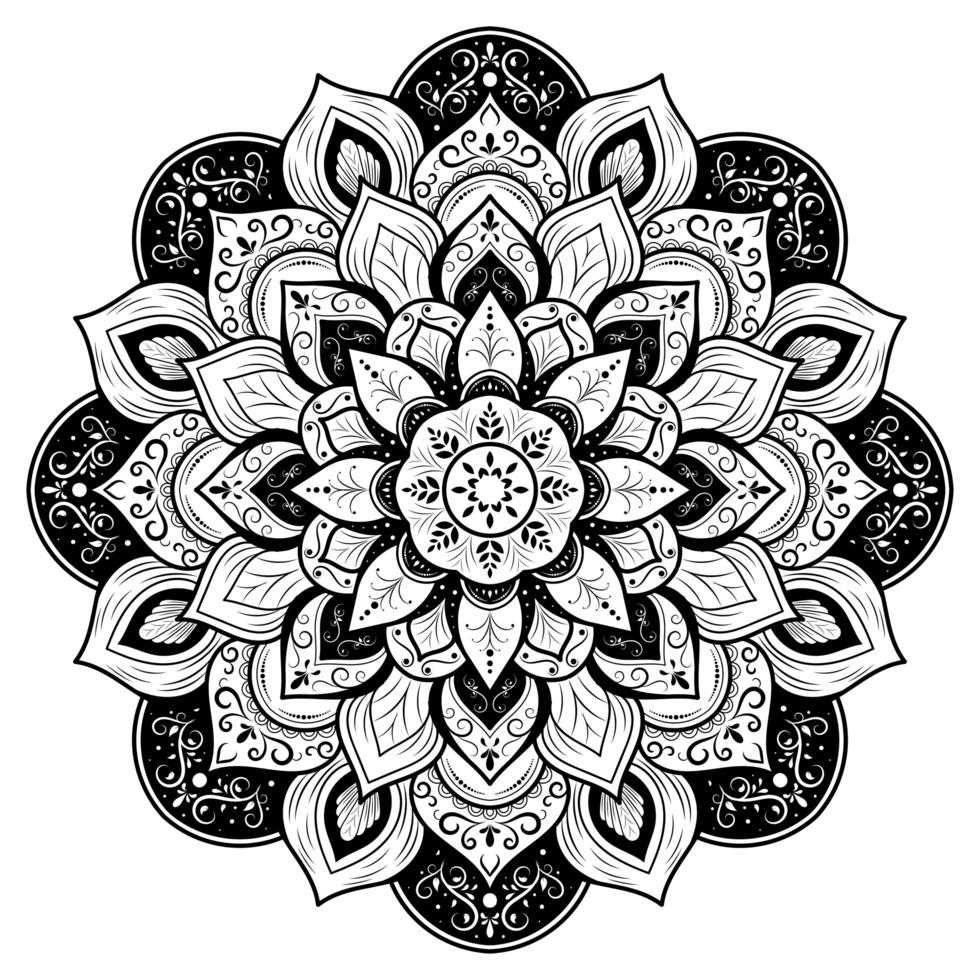 decoratieve zwart-witte bloemenmandala vector