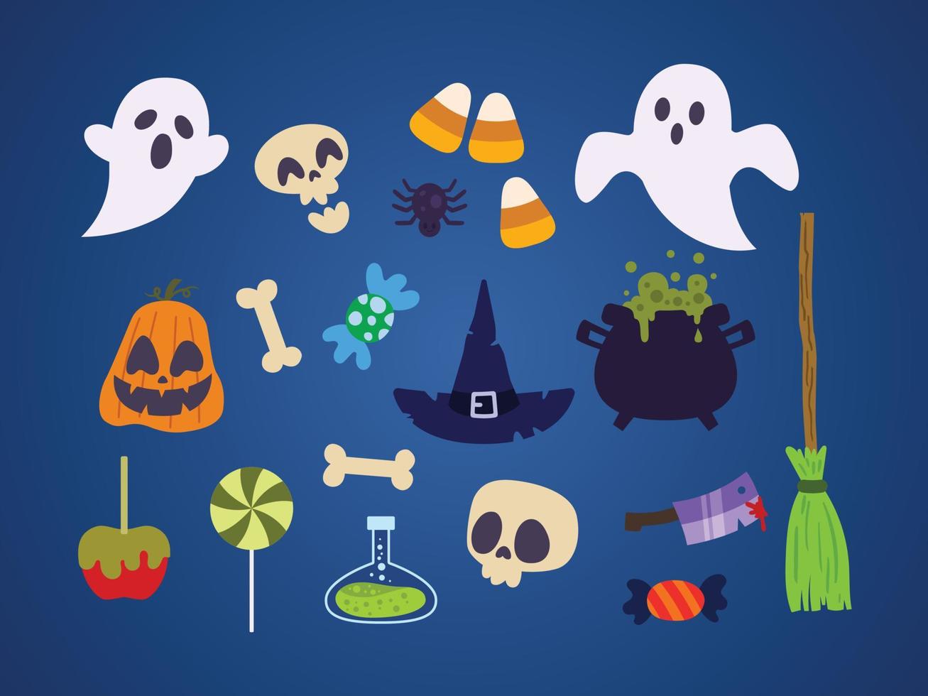 verzameling van grappig spookachtig halloween element vector