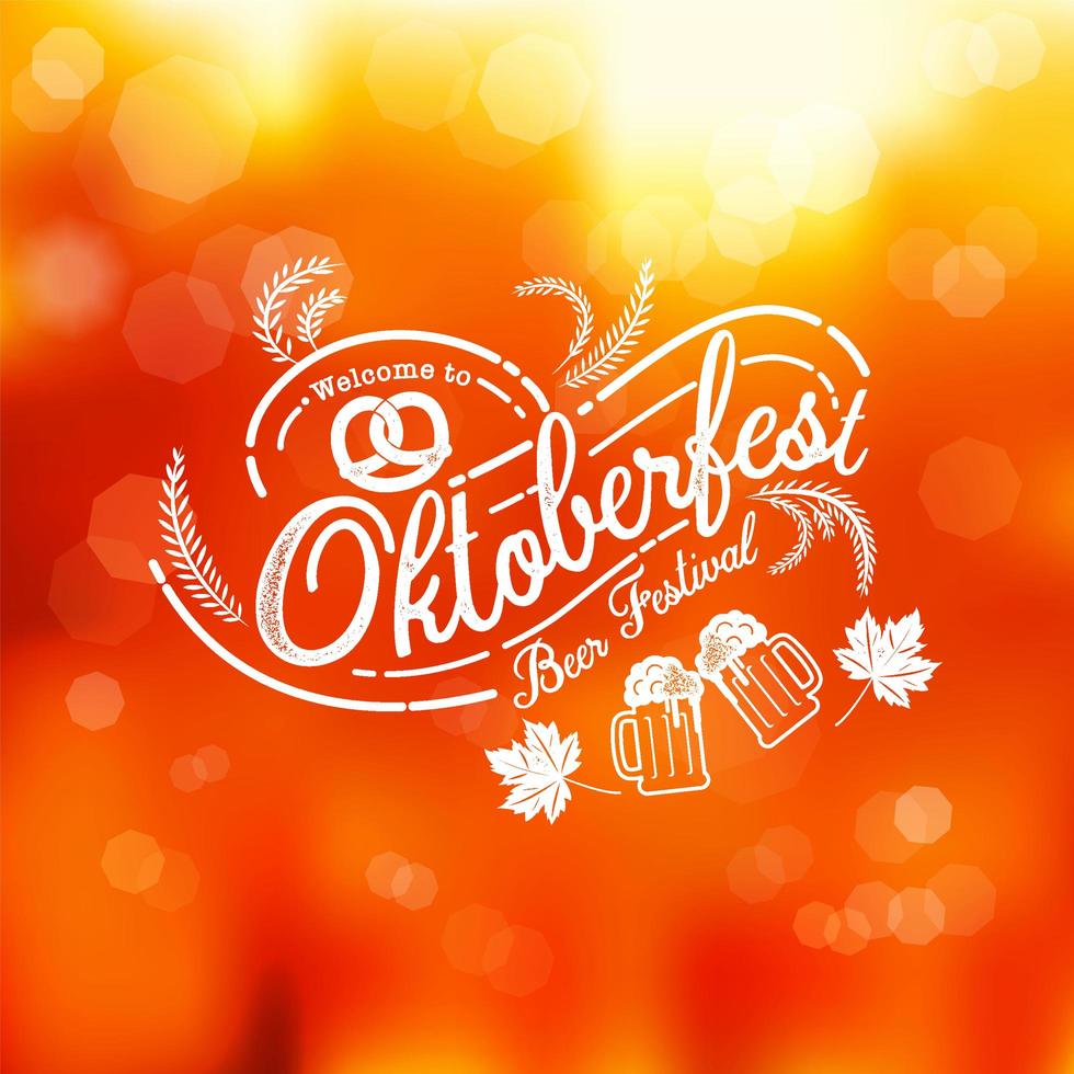 oktoberfest kalligrafie embleem op ornage kleurovergang bokeh vector