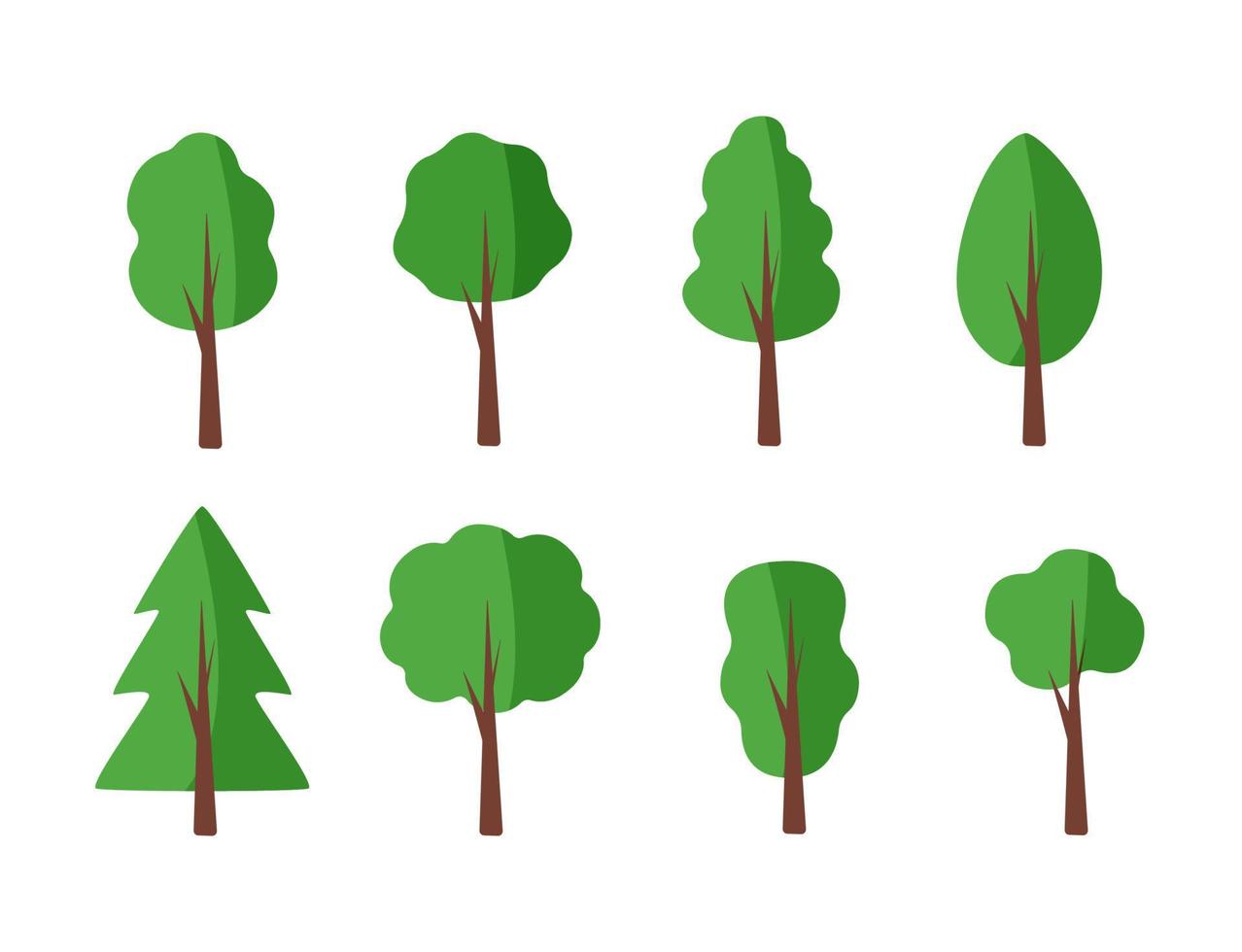 reeks van bomen met een groen kroon, vector illustratie van een boom icoon.