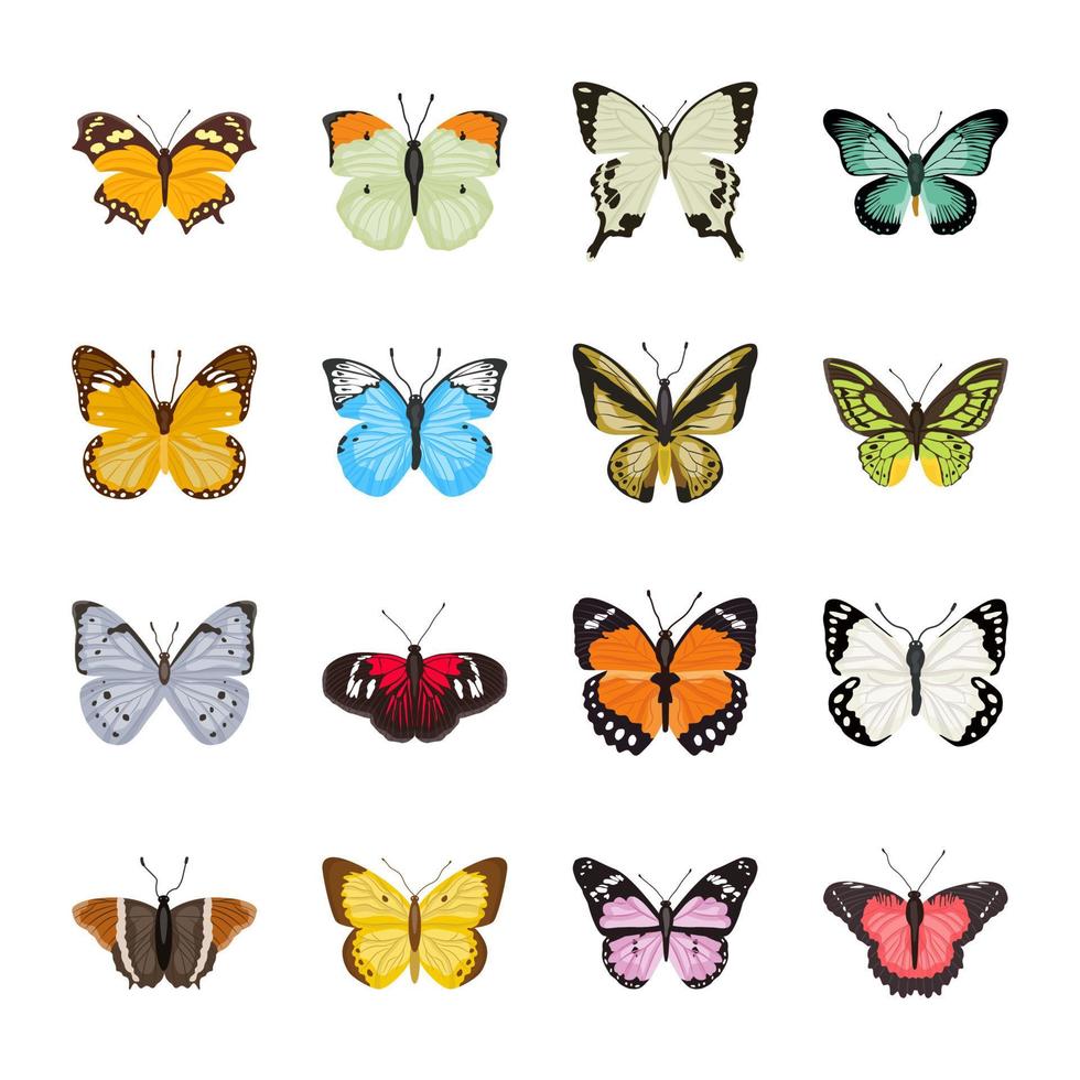 pak van mooi vlinders vlak illustraties vector