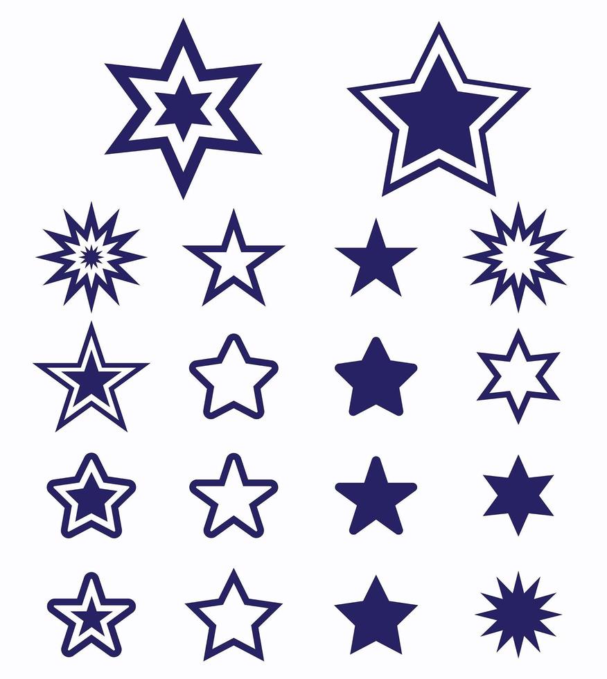 blauwe ster icon set vector