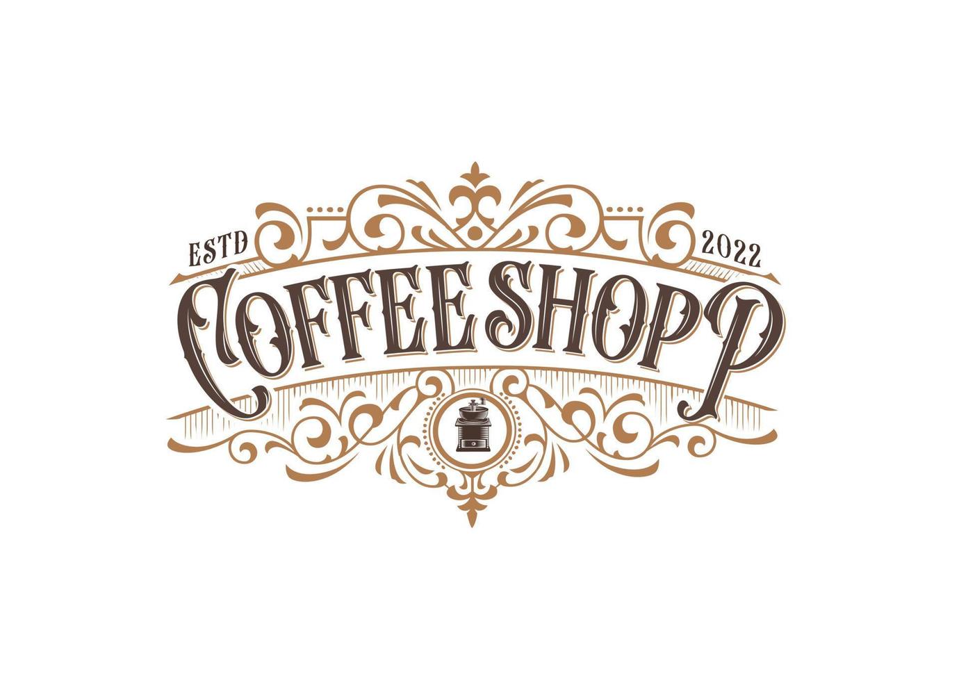 koffie winkel retro wijnoogst schoonschrift logo vector