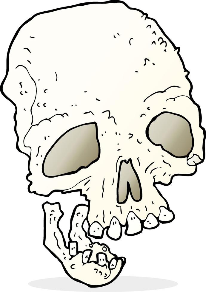 tekenfilm oude spookachtig schedel vector