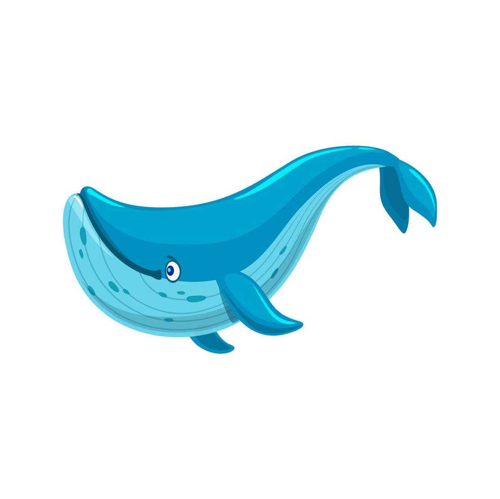 tekenfilm blauw walvis karakter, schattig oceaan dier vector