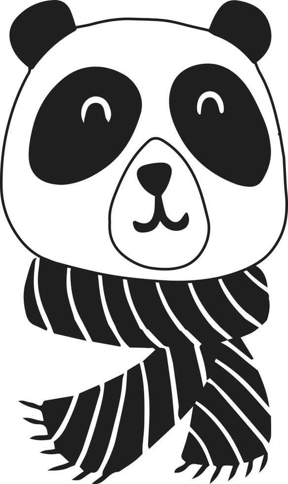 hand- getrokken schattig panda en sjaal illustratie vector