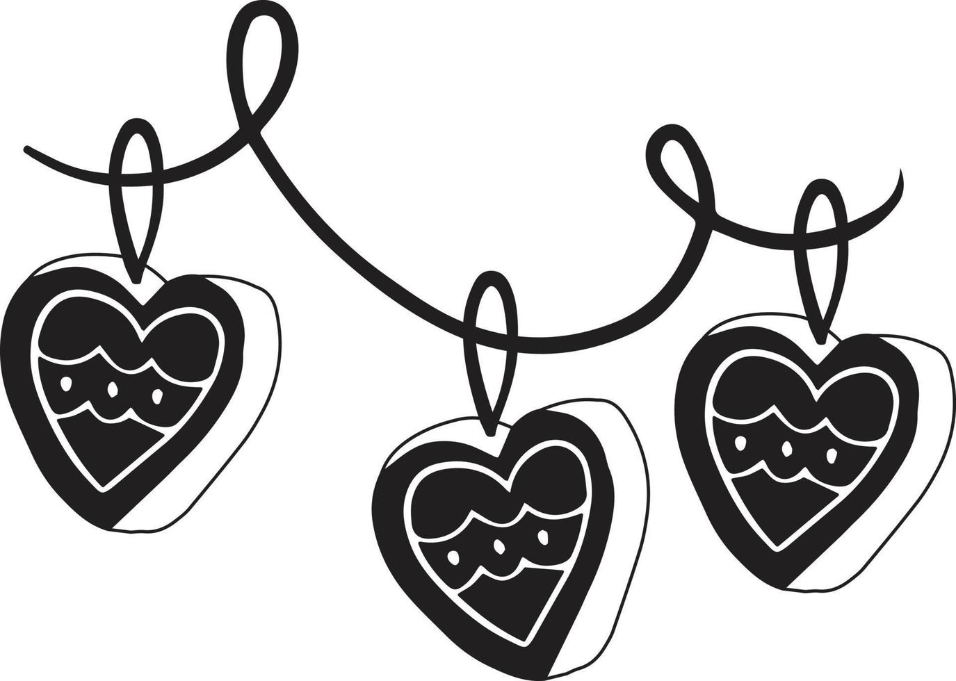 hand- getrokken hart vormig Kerstmis koekjes illustratie vector