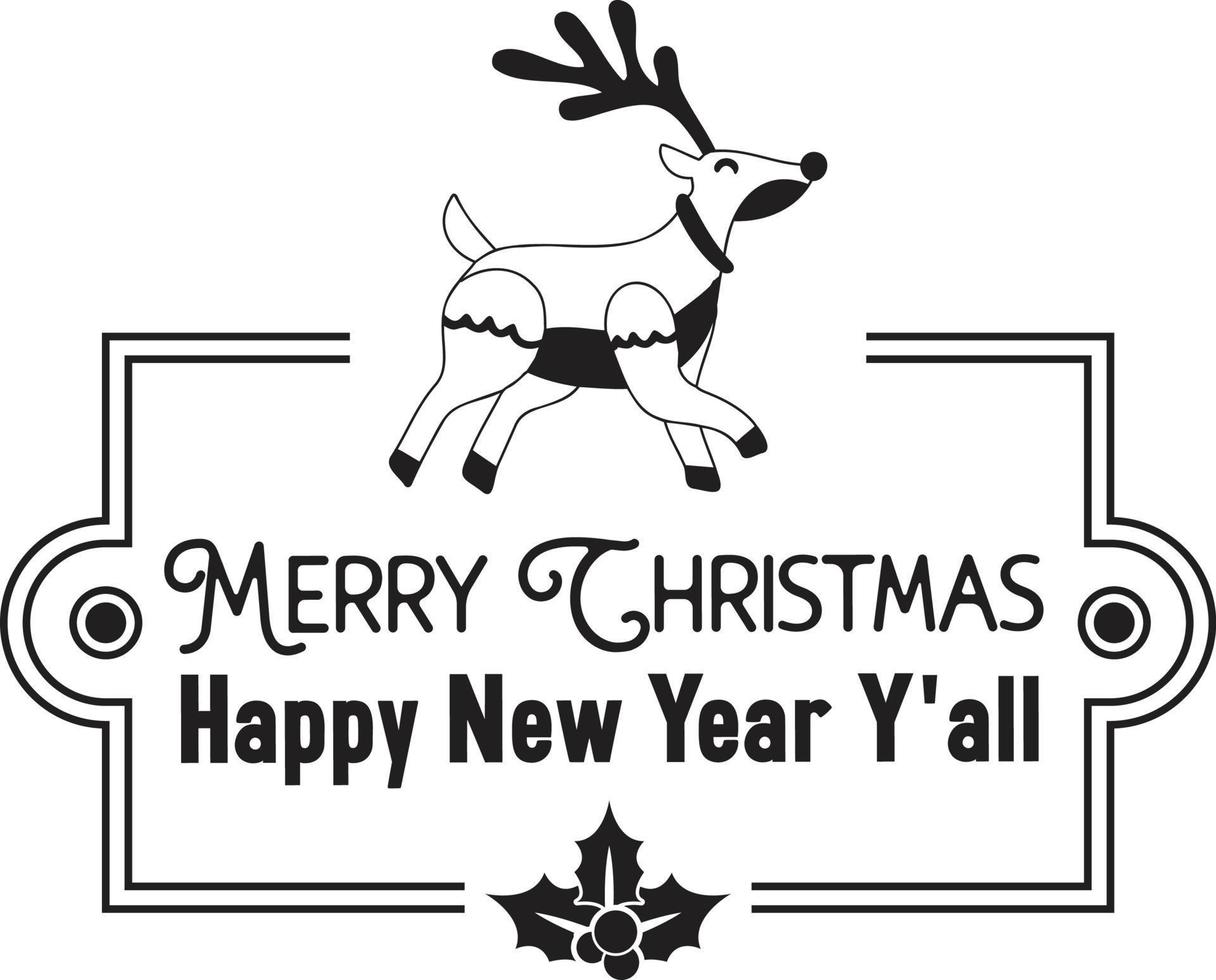 vrolijk Kerstmis en gelukkig nieuw jaar belettering en citaat illustratie vector