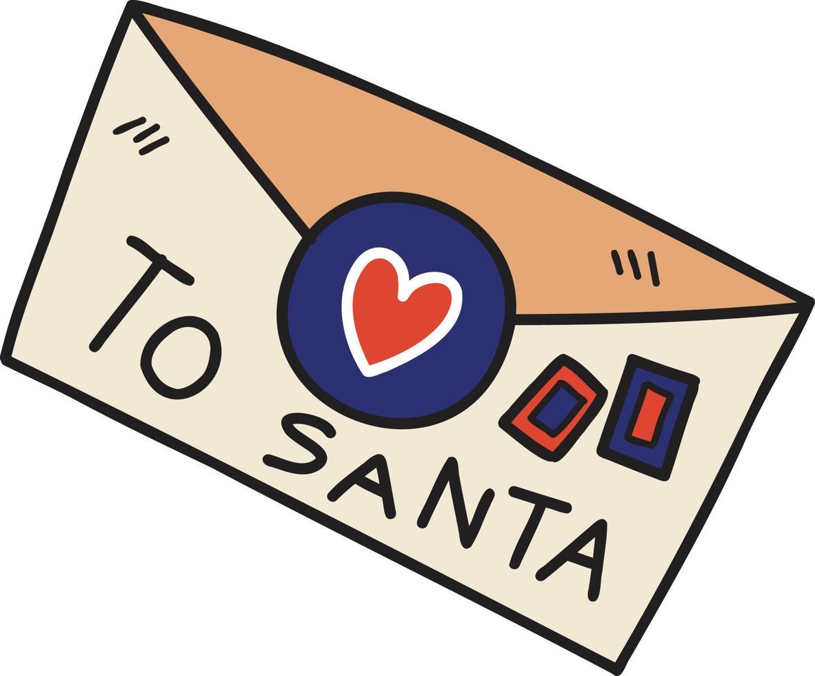 hand- getrokken Kerstmis envelop illustratie vector