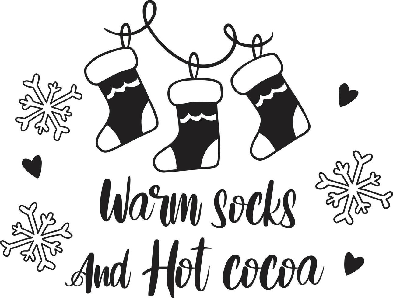 warm sokken en heet cacao belettering en citaat illustratie vector