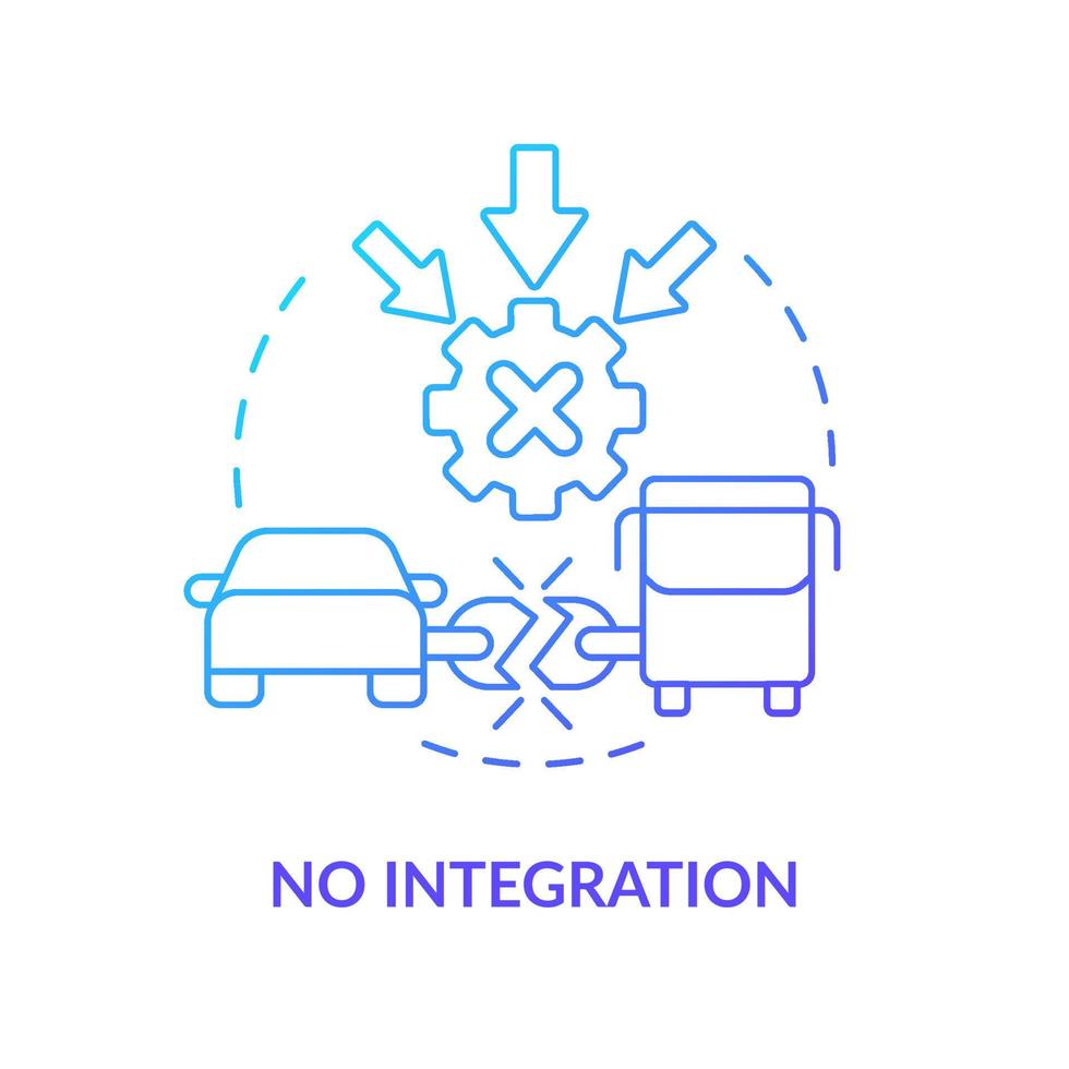 Nee integratie blauw helling concept icoon. gescheiden vervoer Diensten. maas integratie niveau abstract idee dun lijn illustratie. geïsoleerd schets tekening. vector