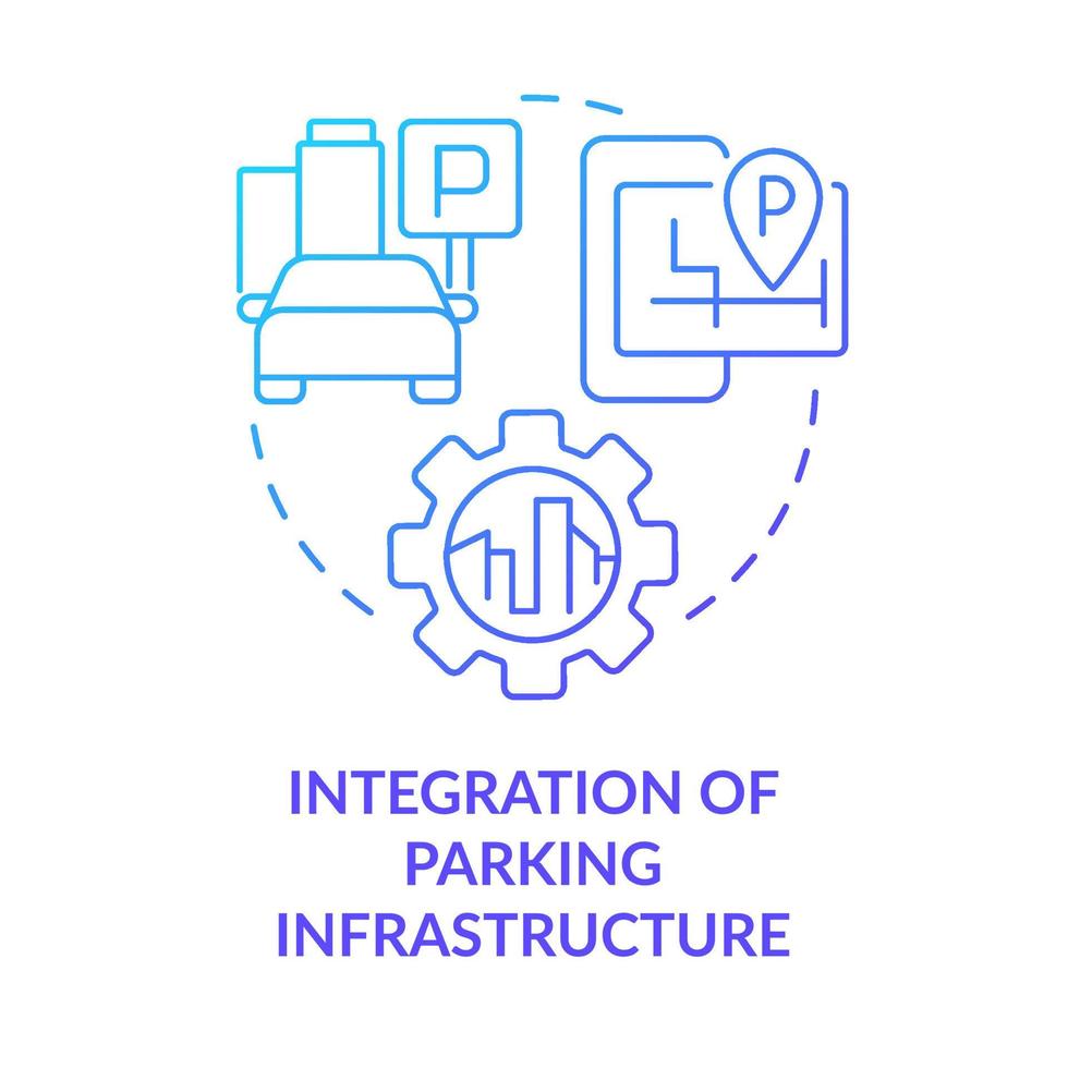 integratie van parkeren infrastructuur blauw helling concept icoon. openbaar auto ruimte. maas vereiste abstract idee dun lijn illustratie. geïsoleerd schets tekening. vector