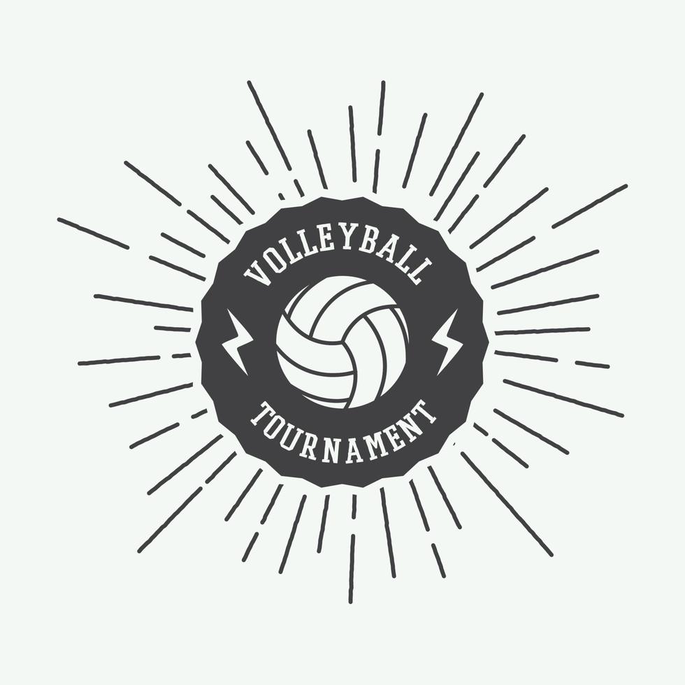 wijnoogst volleybal label, embleem of logo. vector illustratie