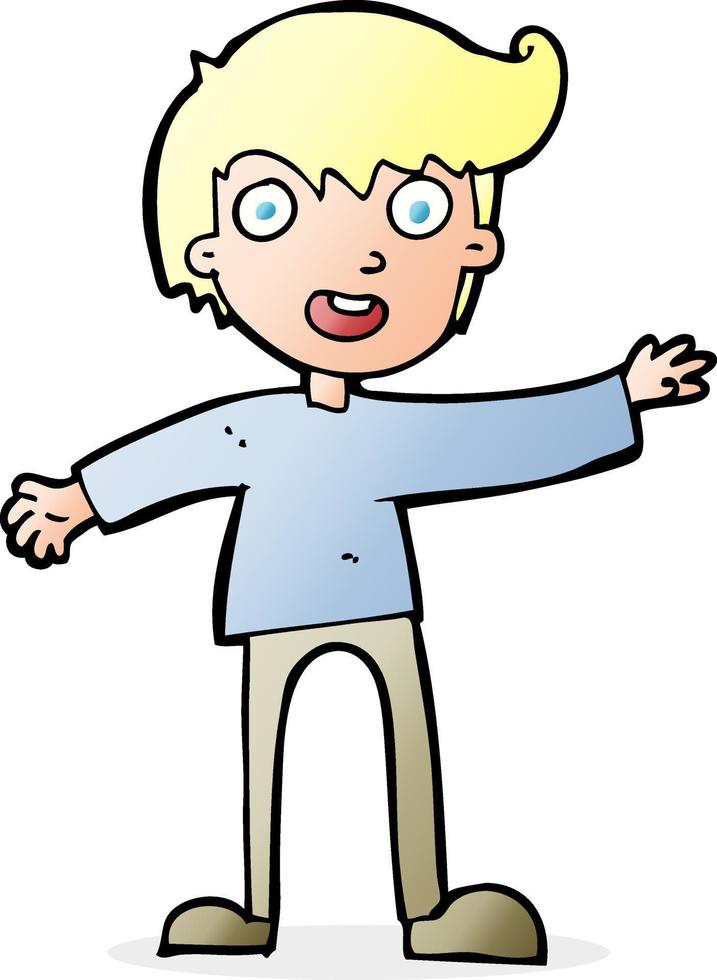 cartoon opgewonden jongen vector