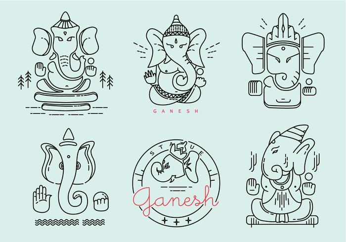 Ganesh Gekleurde Vector Pack