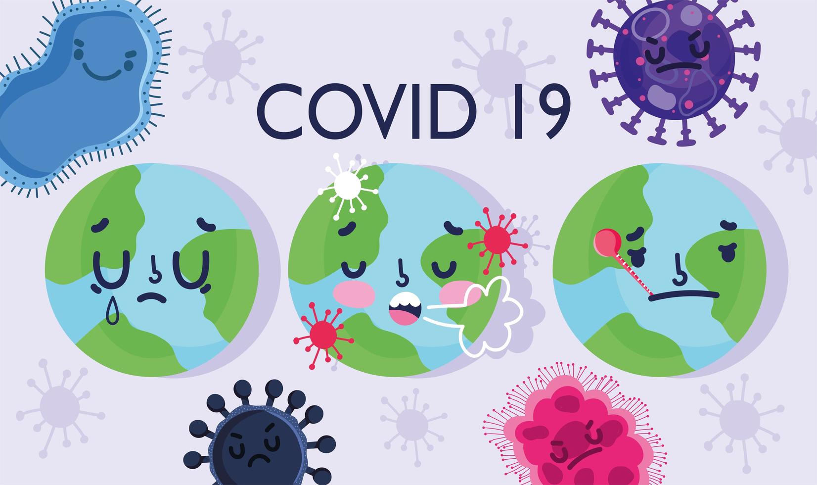 covid 19 virus pandemie posterontwerp met werelden vector