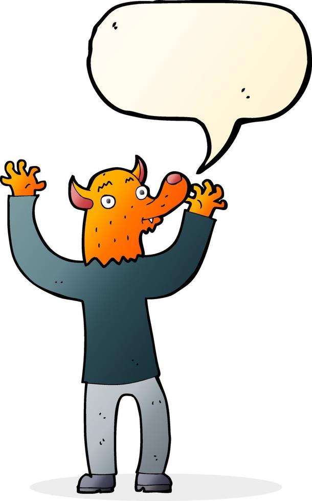 tekenfilm gelukkig vos Mens met toespraak bubbel vector