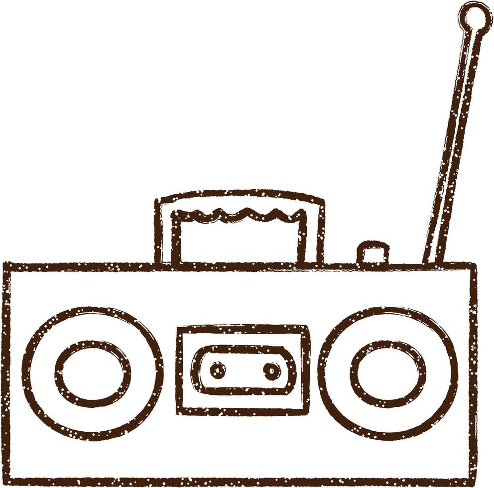 boombox houtskool tekening vector