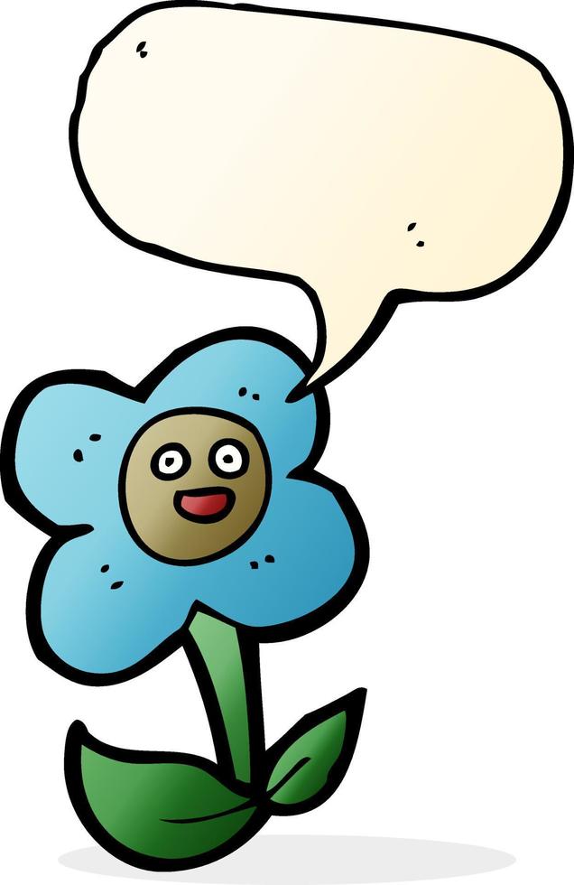 tekenfilm bloem met gezicht met toespraak bubbel vector