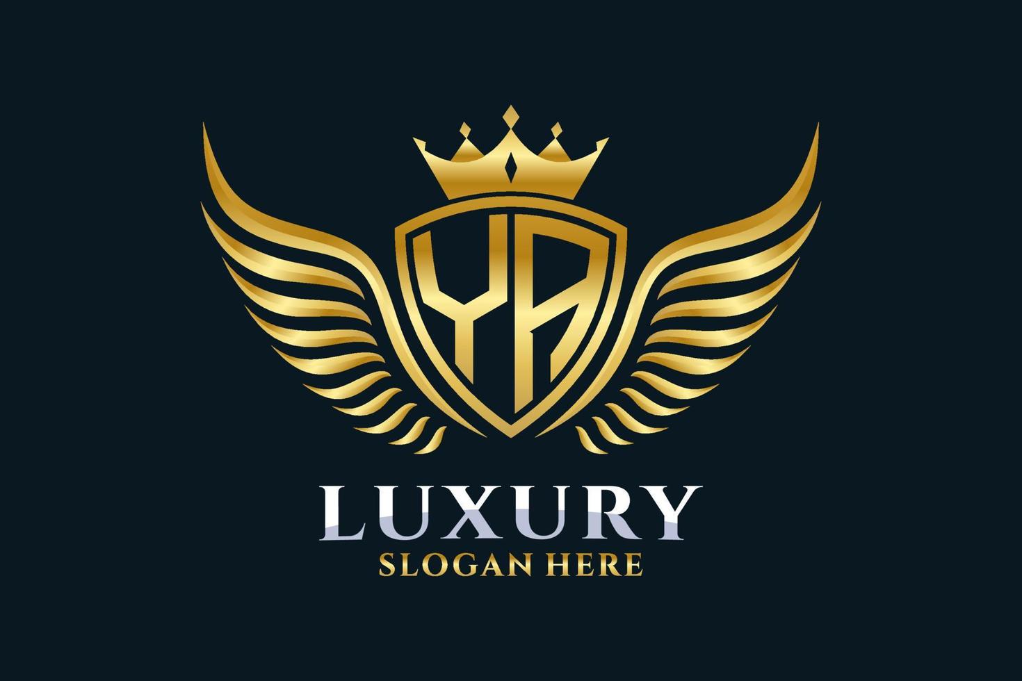 luxe Koninklijk vleugel brief ja kam goud kleur logo vector, zege logo, kam logo, vleugel logo, vector logo sjabloon.