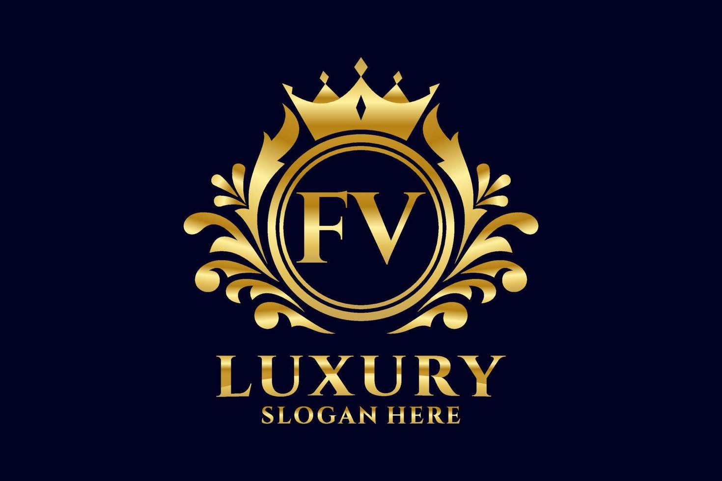 eerste fv brief Koninklijk luxe logo sjabloon in vector kunst voor luxueus branding projecten en andere vector illustratie.