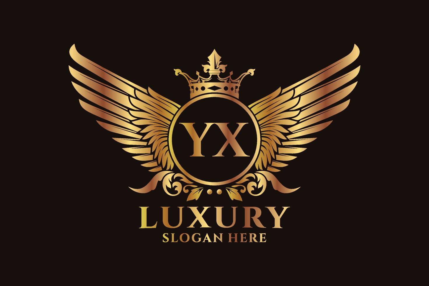 luxe Koninklijk vleugel brief yx kam goud kleur logo vector, zege logo, kam logo, vleugel logo, vector logo sjabloon.