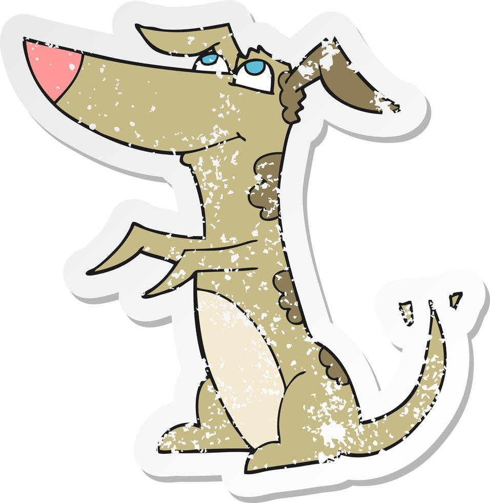 retro noodlijdende sticker van een cartoonhond vector