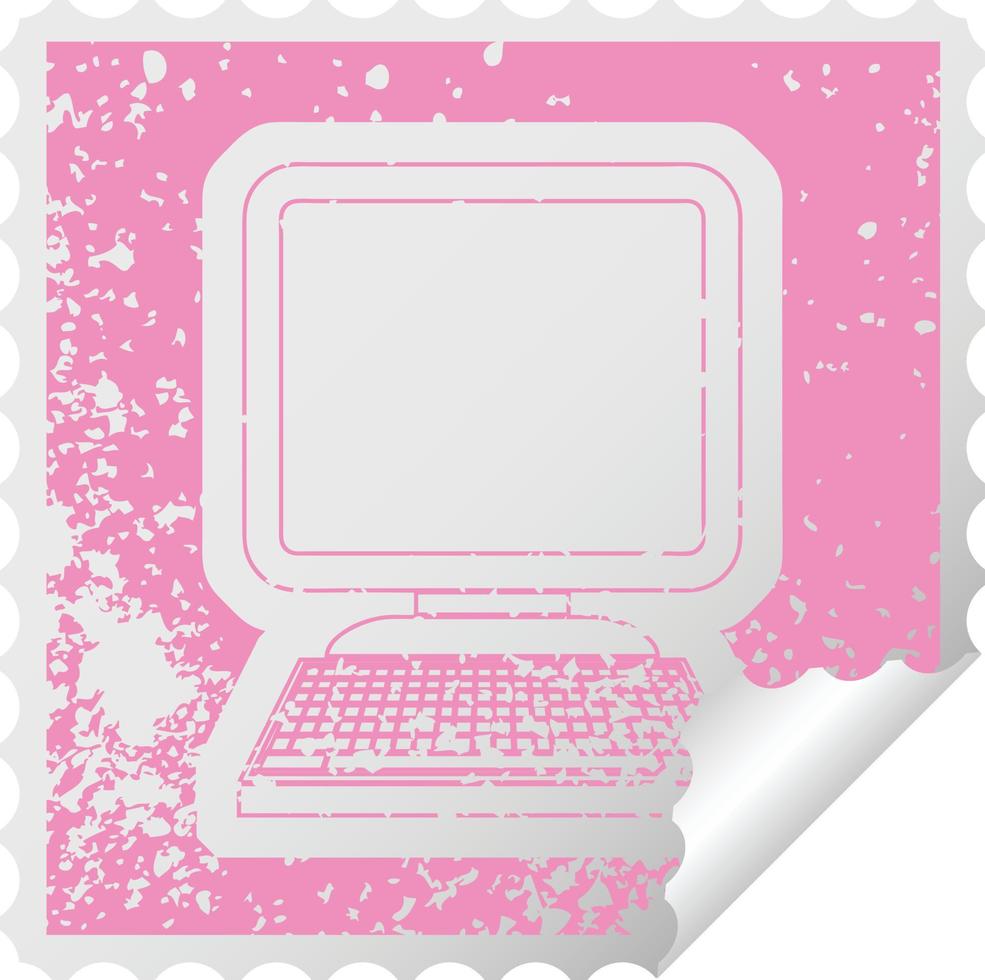 verontrust sticker icoon illustratie van een computer vector