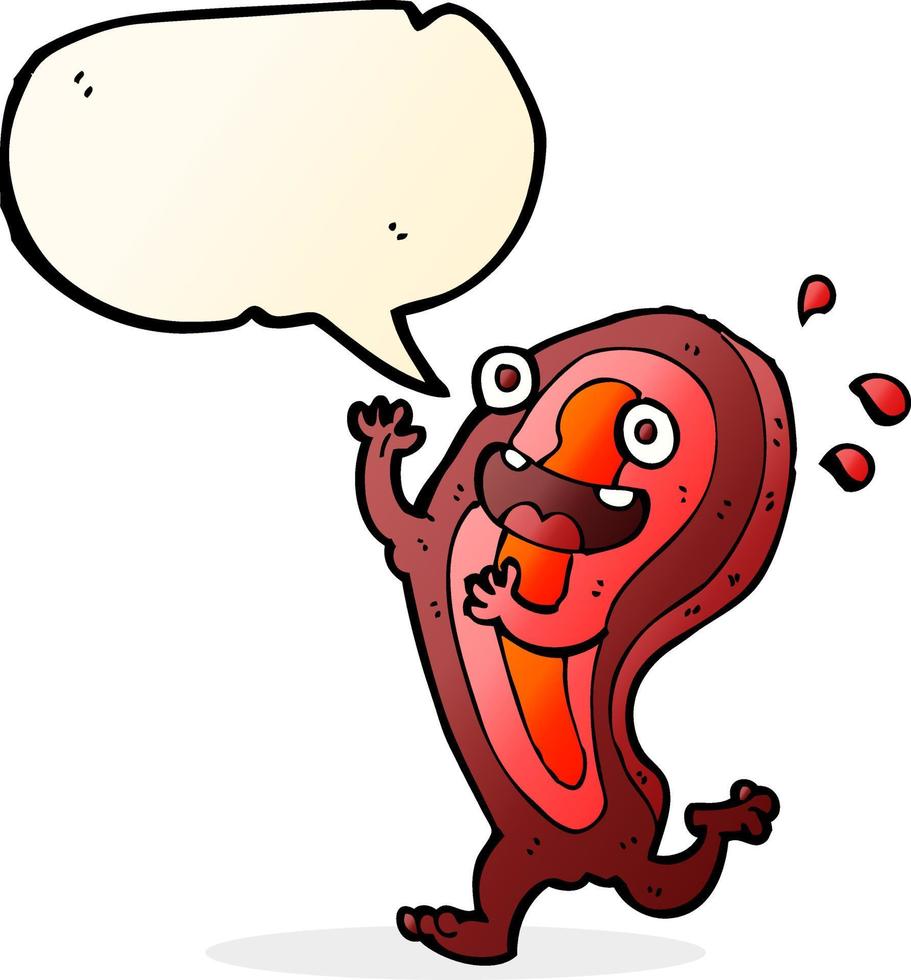 vlees tekenfilm karakter met toespraak bubbel vector