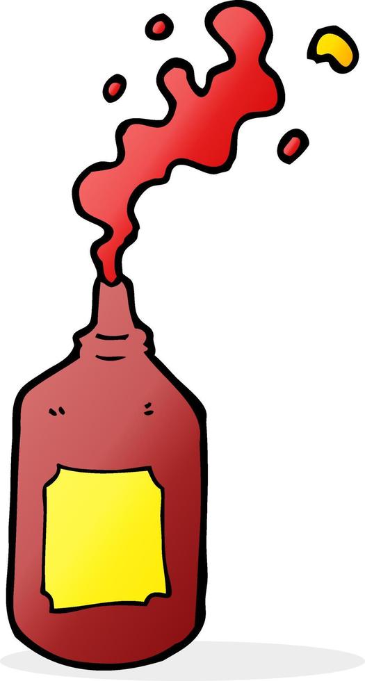 tekenfilm spuiten ketchup fles vector