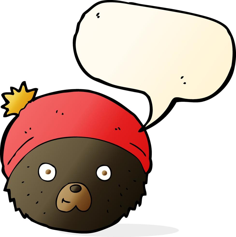 tekenfilm teddy beer gezicht met toespraak bubbel vector