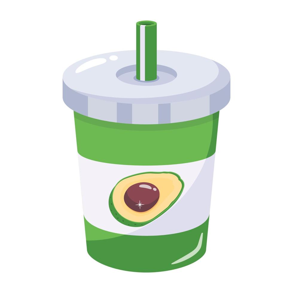 een avocado drinken vlak vector