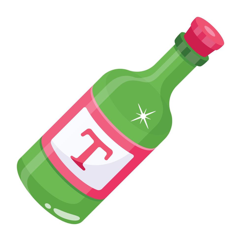alcoholisch wijn in een fles vlak icoon vector