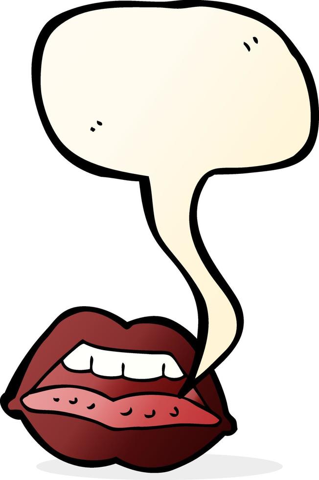tekenfilm sexy lippen symbool met toespraak bubbel vector
