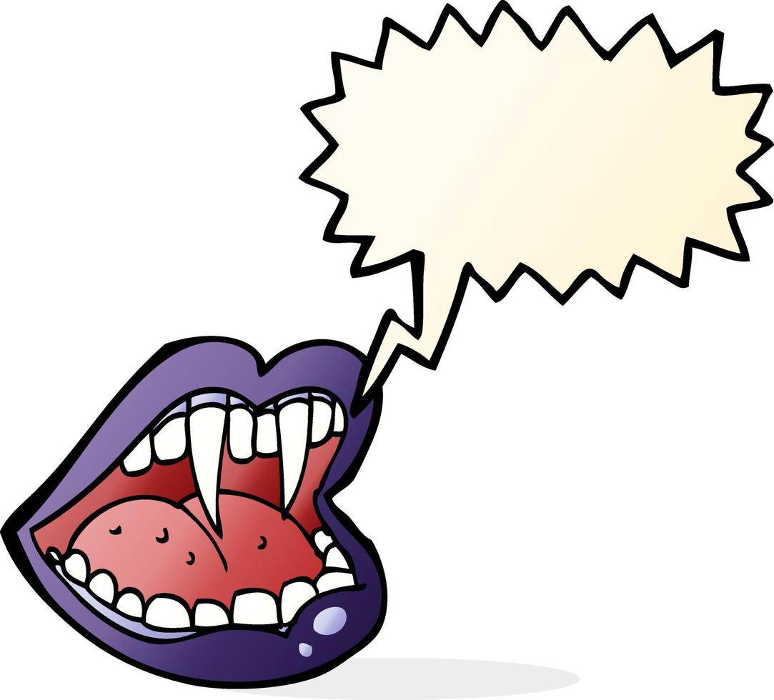tekenfilm vampier mond met toespraak bubbel vector