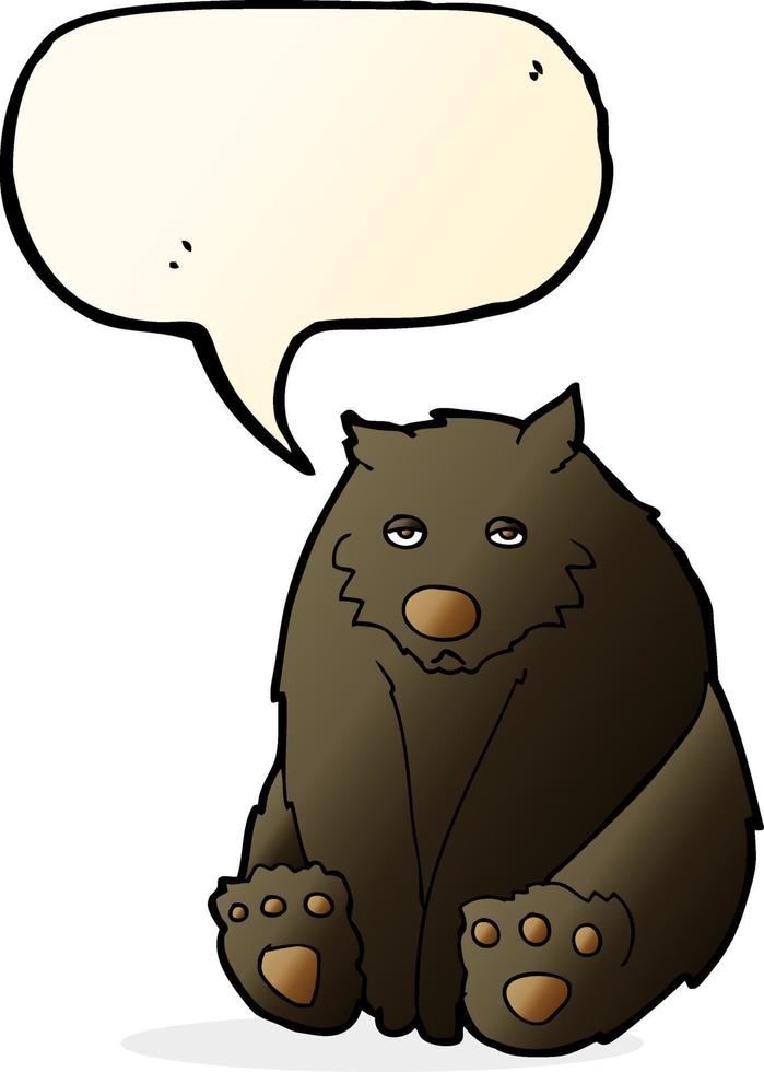 tekenfilm ongelukkig zwart beer met toespraak bubbel vector