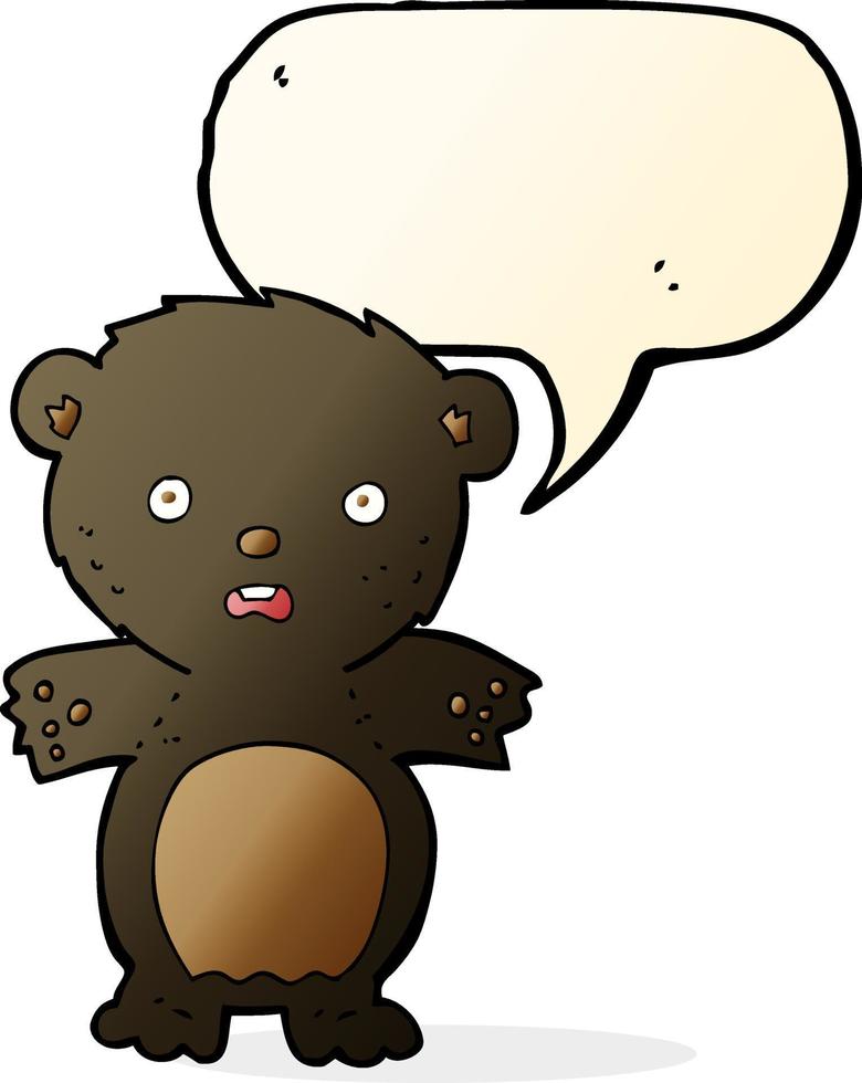 bang zwart beer tekenfilm met toespraak bubbel vector