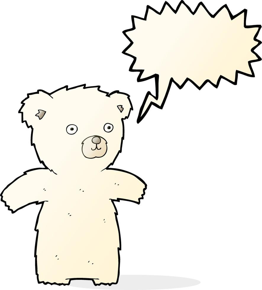 schattig tekenfilm polair beer met toespraak bubbel vector